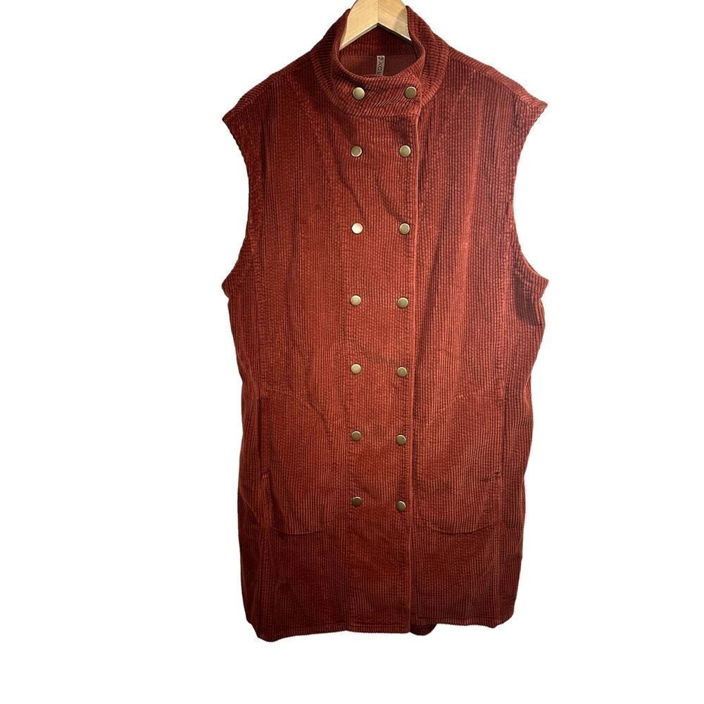 XCVI Women's Double Breasted Corduroy Lagenlook Vest Dress Rust Size Large